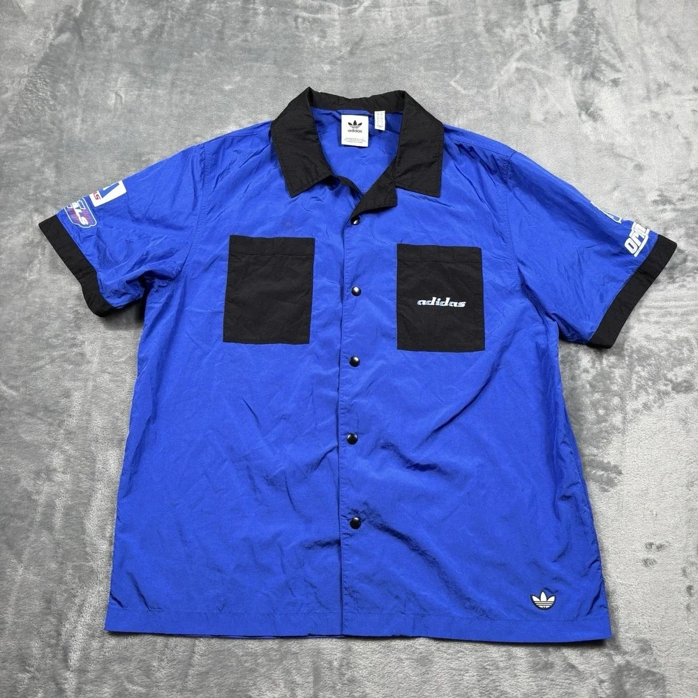 Adidas Originals TGP SS Shirt HA4744 Nascar Short Sleeve Blue Nylon Large